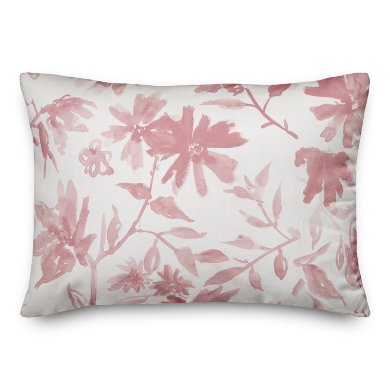 Floral Outdoor Reversible Throw Pillow, Pink, 14"H x 20"W