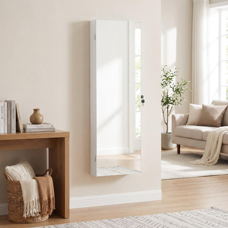 Armoire à bijoux avec miroir, Blanc