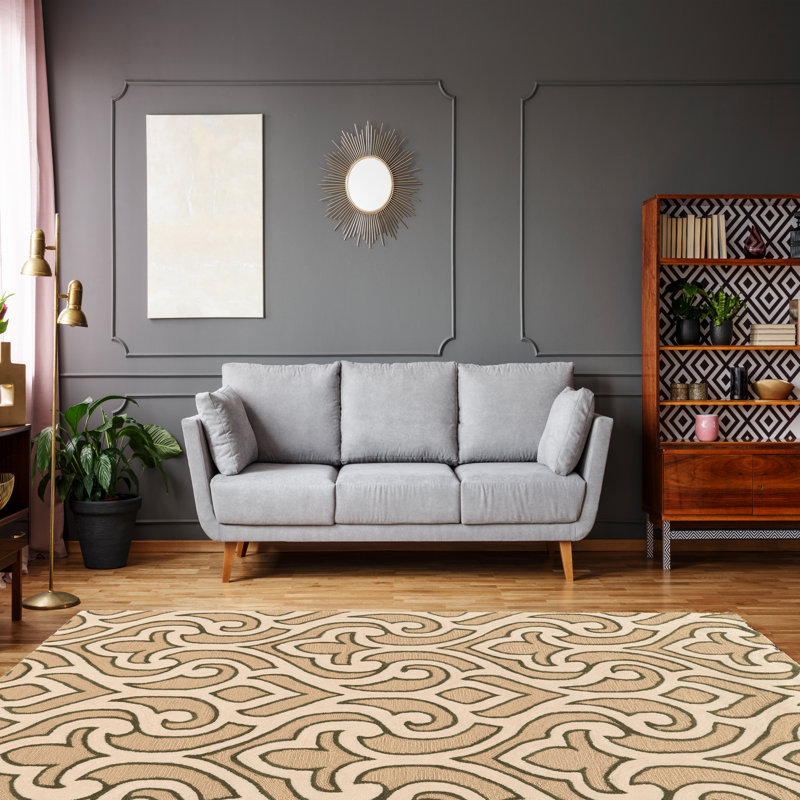 Tapis ivoire touffeté à la main Marisela, Rectangle 5 pi x 7 pi