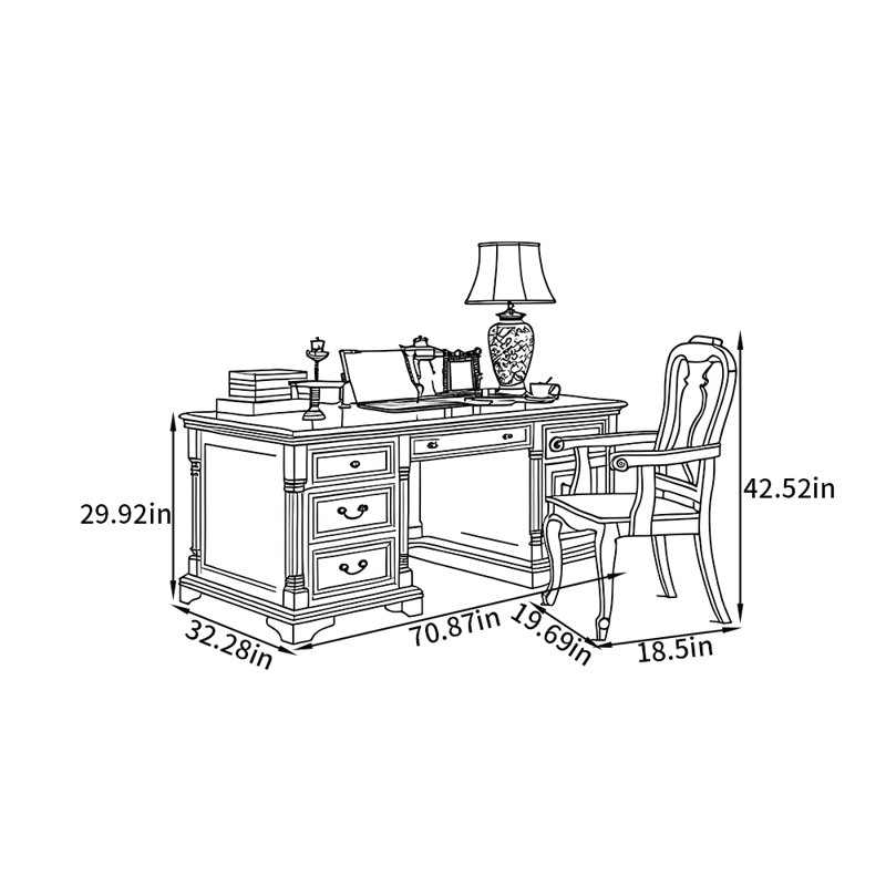 American Style Home Desk and Chair Set