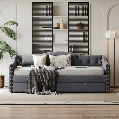 Upholstered Daybed with Storage Drawers