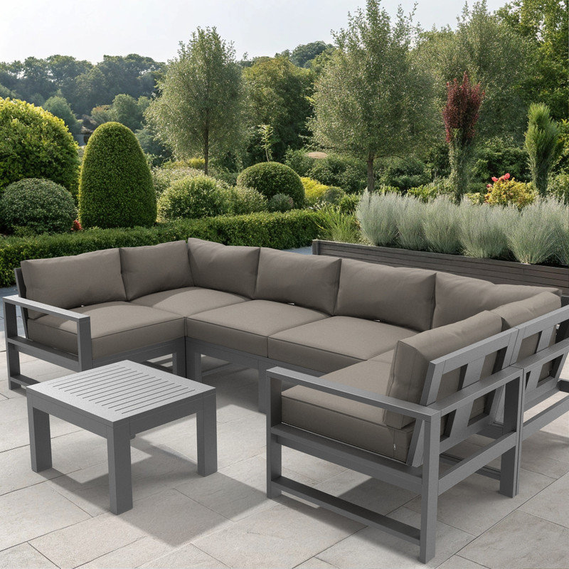 Sunbrella Outdoor Replacement Cushion for Sofa Set, 5" Thickness, Pack of 14 Pcs, Spectrum Graphite