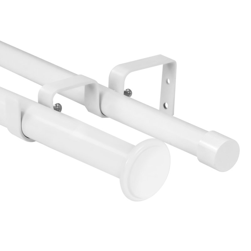 Tringle à rideaux double réglable Isaias, Blanc, H 1 po x l 120 po x P 1 po