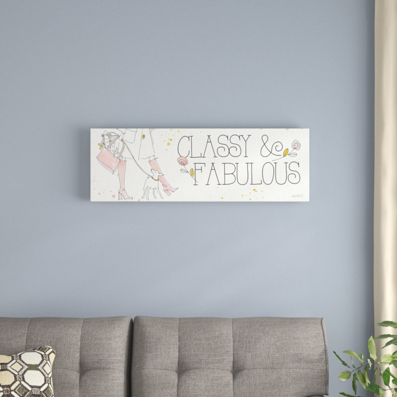 «Fashion Feet IX», art textuel sur toile, H 12 po x l 36 po x P 1,5 po, Cadre noir