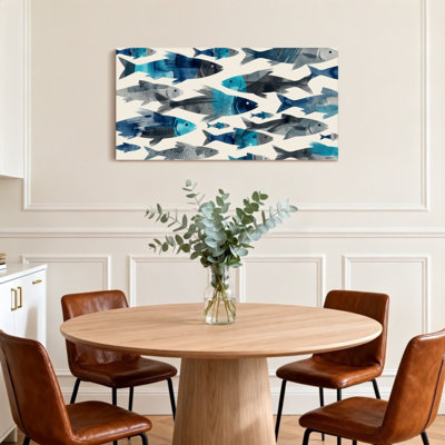 Animals Fish Pattern In Blue And Grey Tones