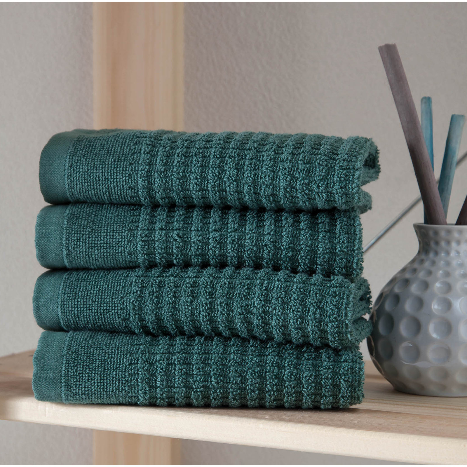 Earline 4-Piece Turkish Cotton Washcloth Set, Green