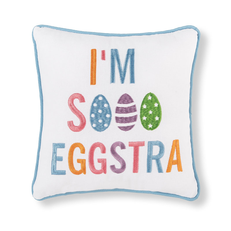 Eggstra Embroidered Throw Pillow