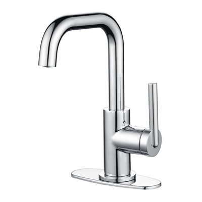 Kree Collection Single-Handle Deck-Mount Mid-Arc Lavatory Bathroom Sink Faucet with Drain Assembly - Chrome Polished