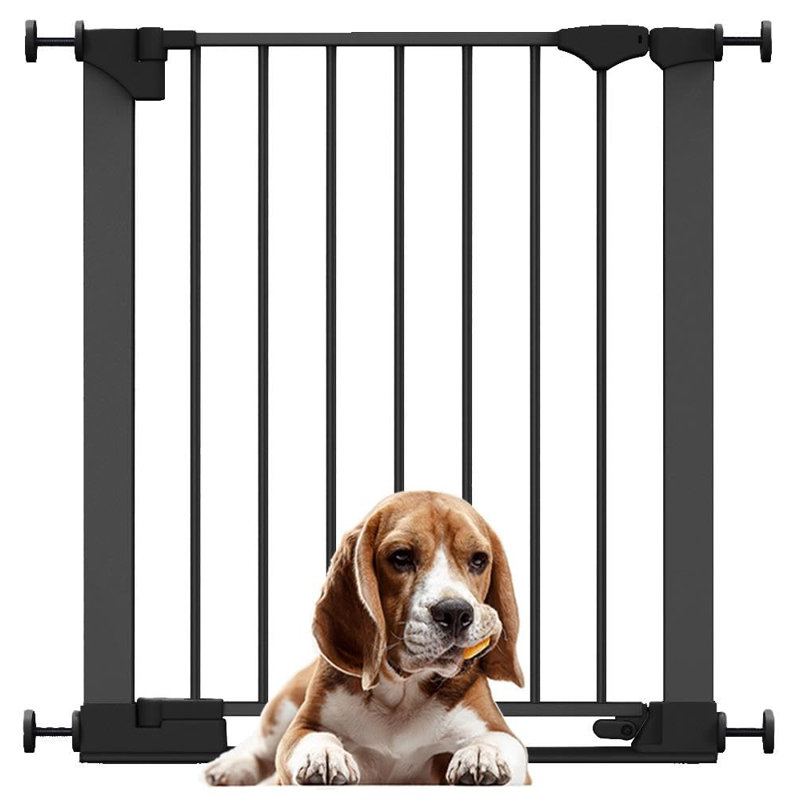 Metal Pressure Mounted Pet Gate, Black, 68cm - 75cm