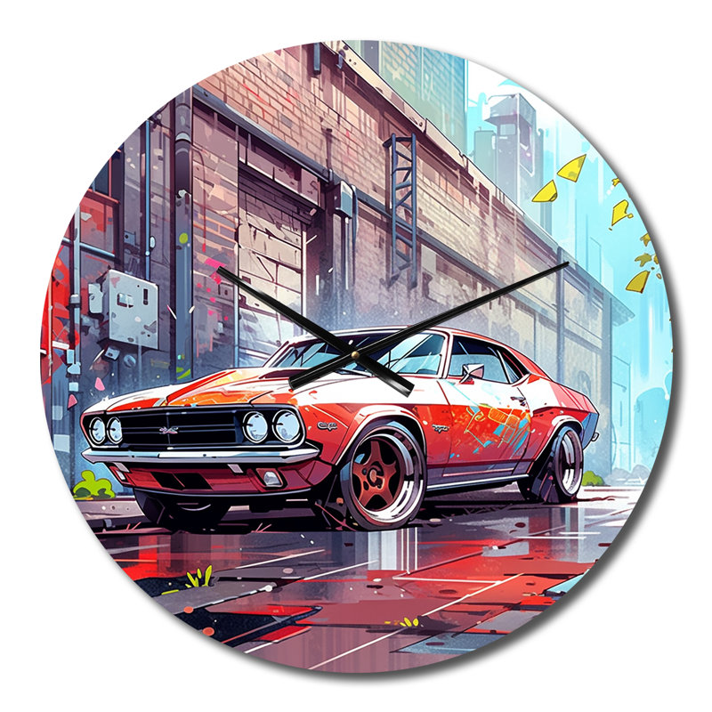 Horloge murale Graffiti Muscle Car II - Car Muscle Car, Moyenne