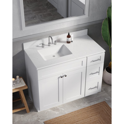 Disar 43'' Single Bathroom Vanity with Quartz Top