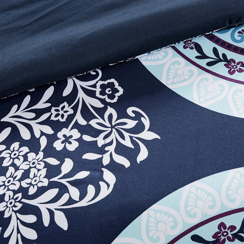 Édredon et drap-housse bleu marine, Édredon lit double + 8 pièces incluses, Marine