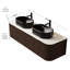 Meuble-lavabo moderne de 60 po avec 2 vasques en céramique noire, noyer foncé, pré-assemblé, rangement spacieux, tiroirs à fermeture en douceur, finition rayée 3D, lavabo de haute qualité, lavabos ovales de comptoir, mur-2008725118