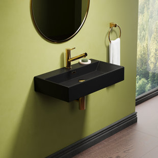 Lavabo de salle de bain mural rectangulaire en porcelaine vitrifiée avec trop-plein l 30 po x P 16 po Turner