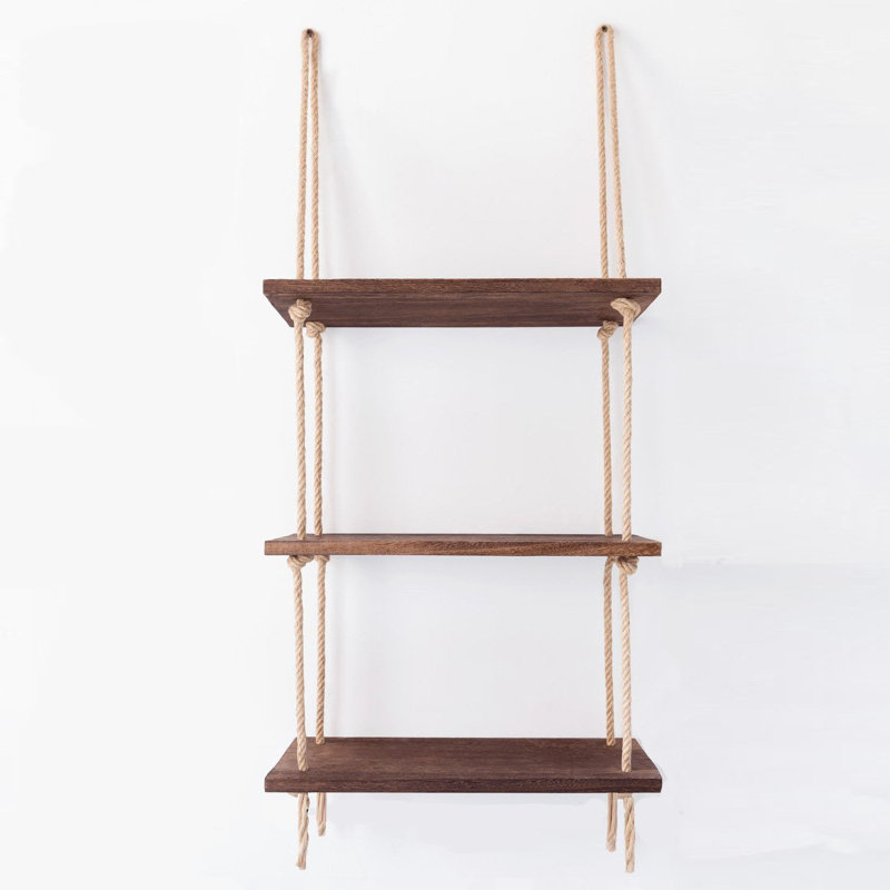 Sylvere Handmade Rustic Wall Shelf, Walnut Color, 15.7 x 43.3 x 5.5 inches | 100% Spruce Wood, Assembled | Strong Bearing Capacity of 3.1 lbs | Perfect for Home Decor, Living Room, and Entryway Organization