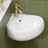 14 In. Corner Wall Mount Bathroom Sink White Ceramic Oval Countertop Vessel Sink Bathroom Corner Floating With Overflow And Single Faucet Hole