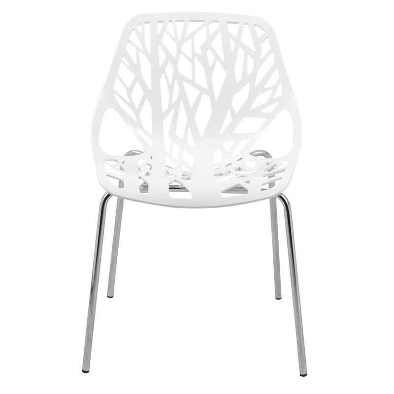 Chaise d'appoint blanche avec pieds chromés