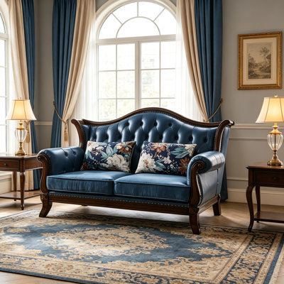 American-style leather and fabric sofa.