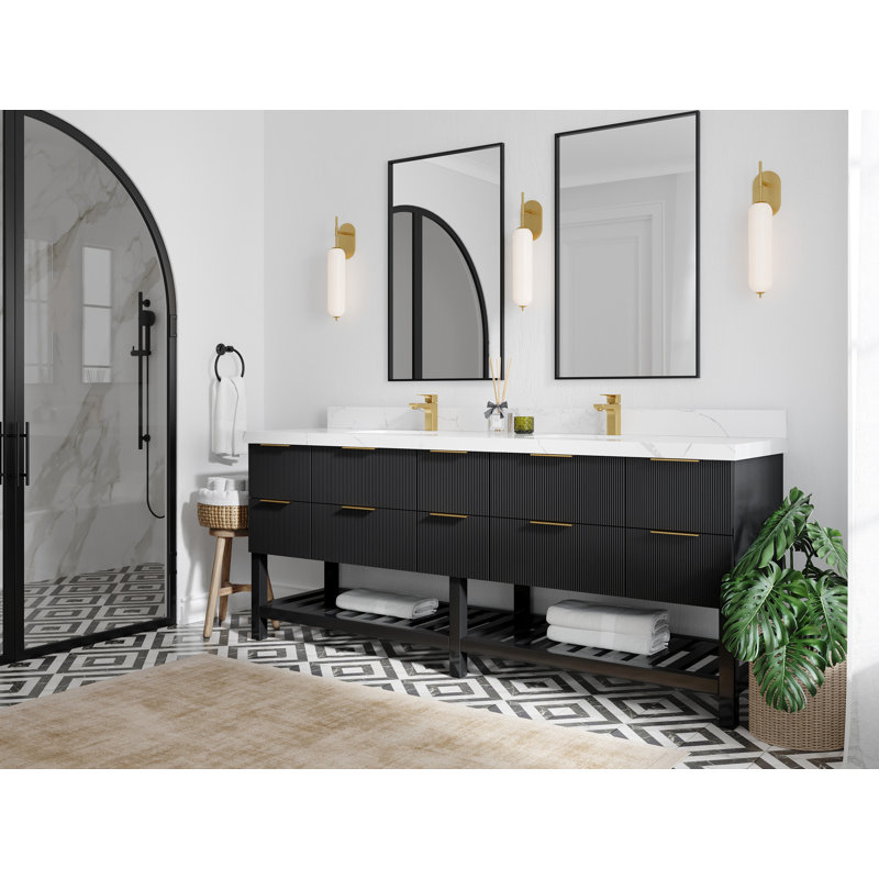 84'' Double Bathroom Vanity with Quartz Top