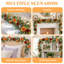 Guirlande artificielle de 2 eucalyptus et roses avec 24 papillons argentés découpés au laser – Vigne florale artificielle réaliste en soie et plastique – Arche de mariage, table de fête, décoration intérieure – Orange brûlé, 180 cm