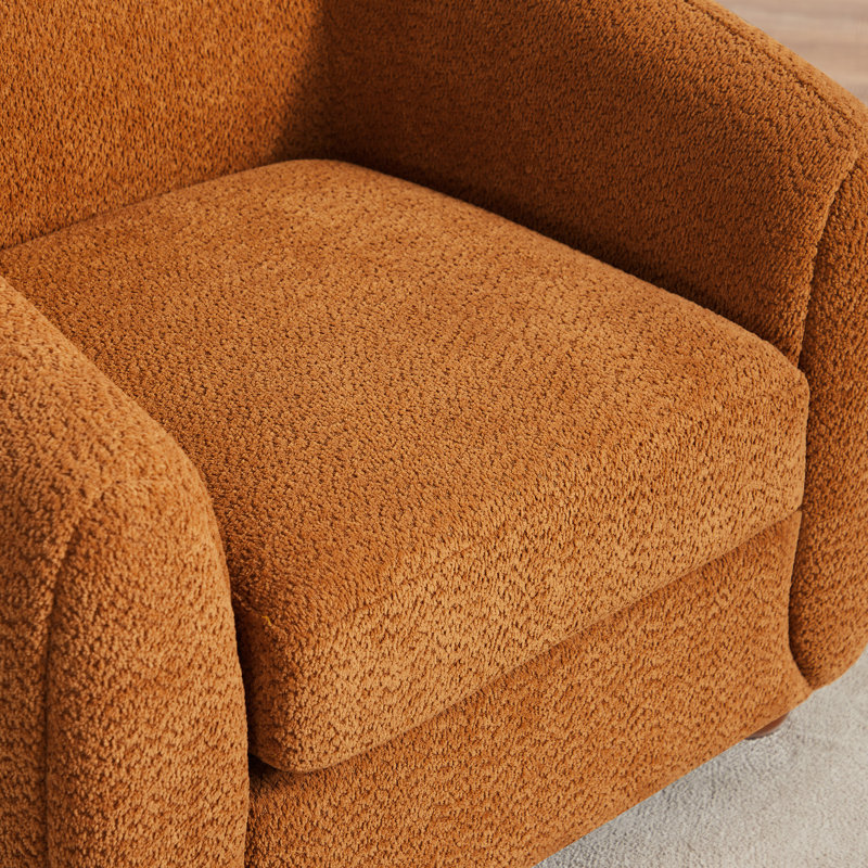 Fauteuil demi-tonneau en polyester 36,6 po Mykel, Polyester curry