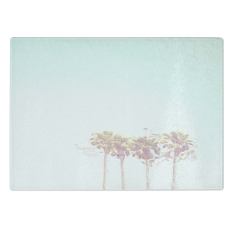 Tempered Glass Summertime Palm Trees Chopping Board, 39 cm W x 28.5 cm L