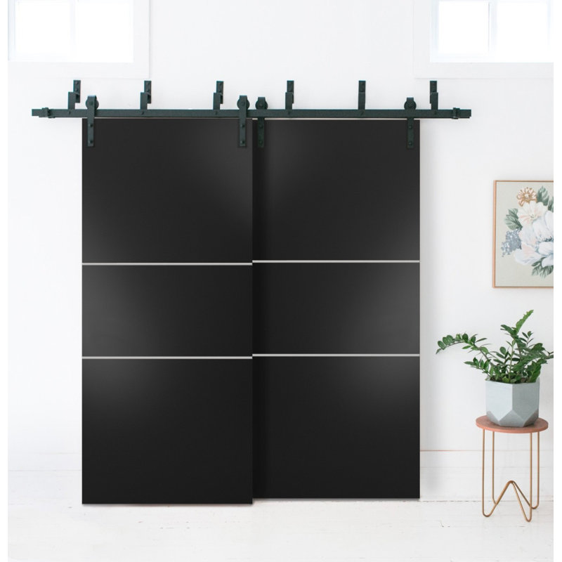 Porte de grange en bois lambrissé sans trousse de quincaillerie d'installation, Noir mat, 30 po x 84 po