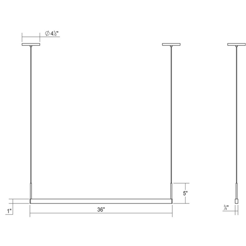 Thin-Line™ 2 - Light LED Pendant, Satin Black, 2700K, 5" H x 48" W x 0.75" D
