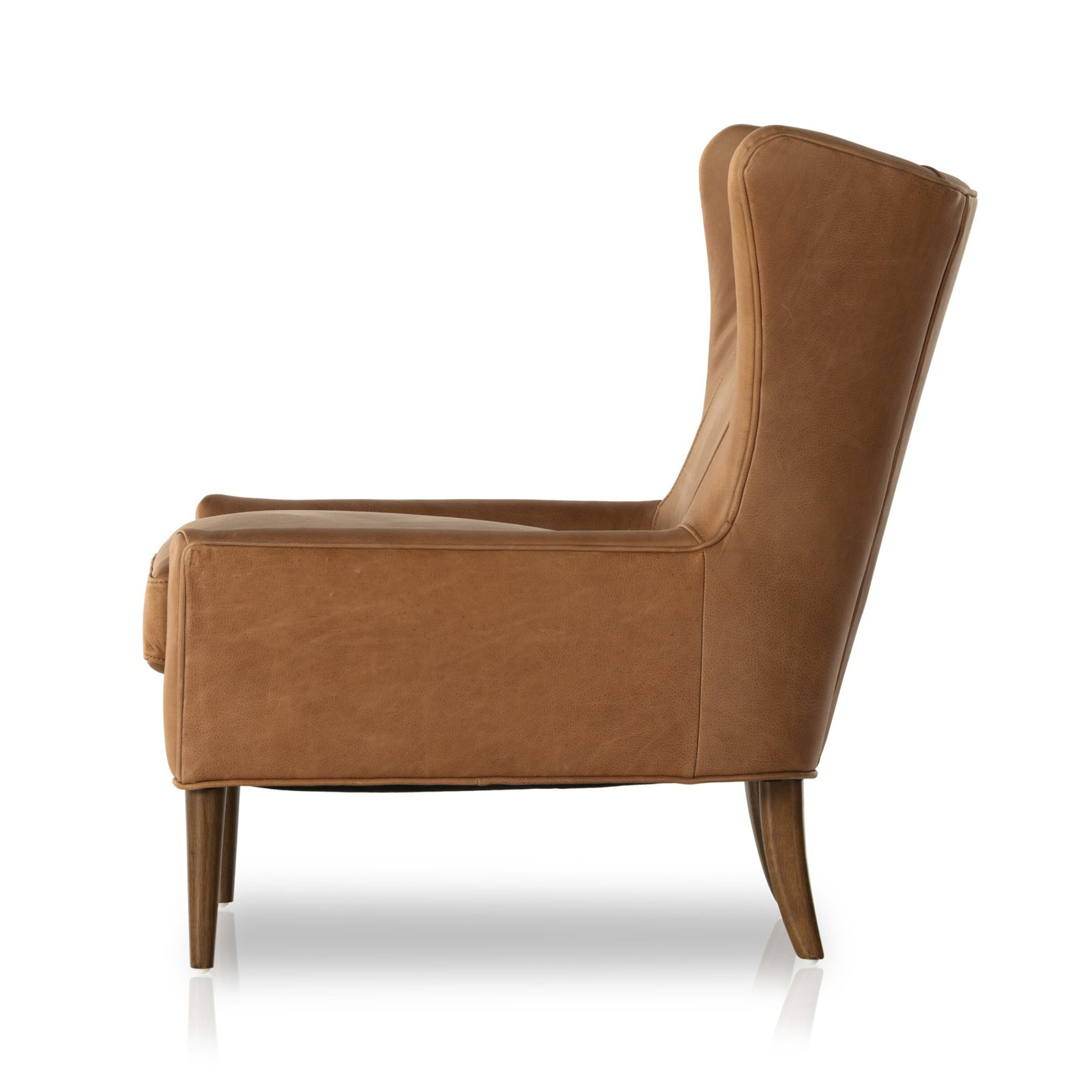 Perth Genuine Leather Wingback Chair, Palermo Cognac, Toasted Parawood