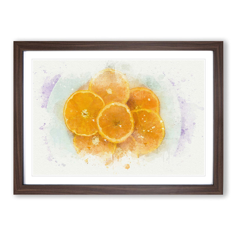 Slices of the Orange in Abstract - Picture Frame Graphic Art Print, 48cm H x 65cm W x 2cm D, Walnut Framed