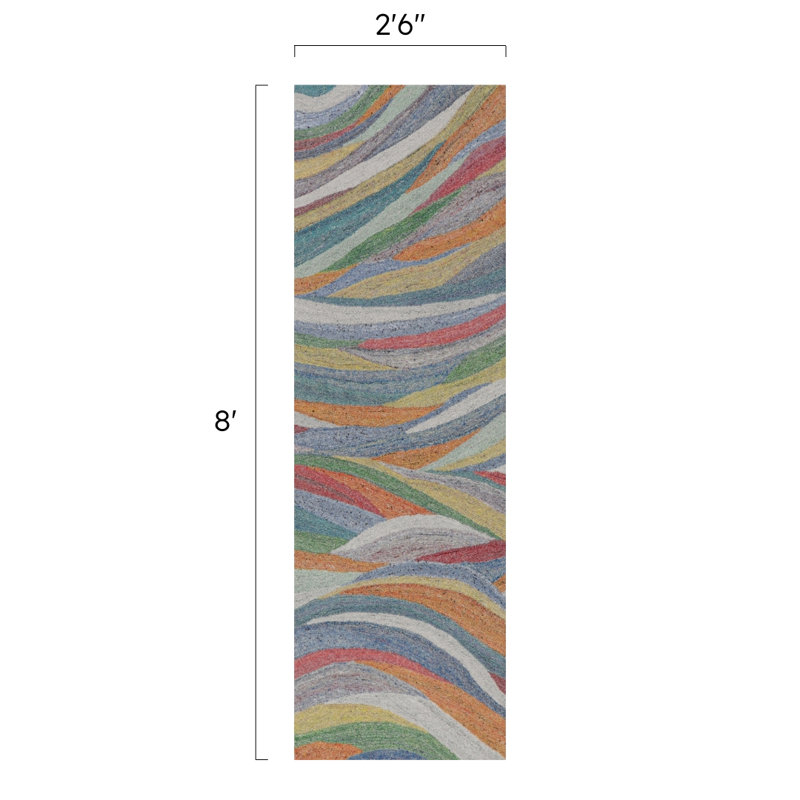 Global Recycled Standard Desertscape Hand-Tufted Indoor/Outdoor Rug Multicolor, Runner 2'6" x 8'