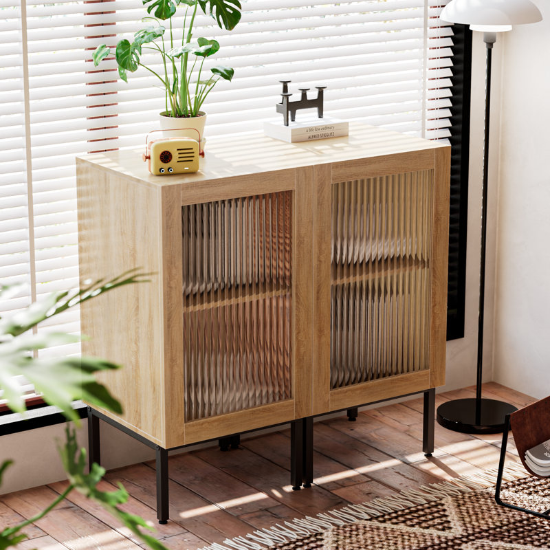 Ensemble de tables de bout Modern Wood, Beige