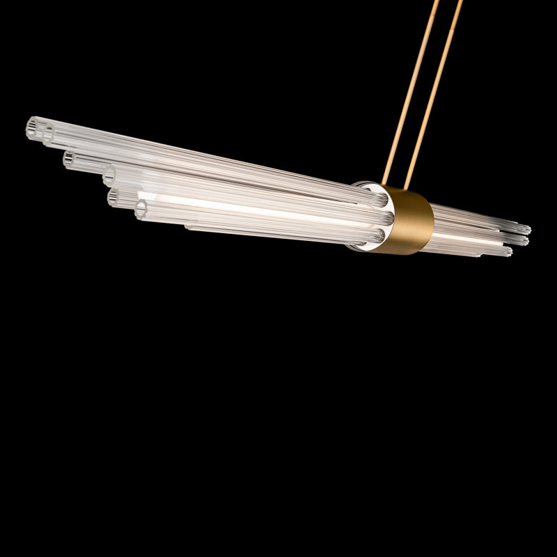 Luminaire suspendu linéaire moderne à DEL 1 lumière pour îlot de cuisine Luzerne, Laiton vieilli