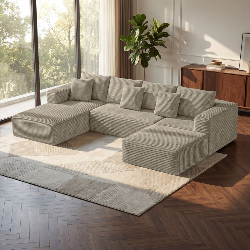 Canapé modulaire en forme de U Boneless, canapé en velours côtelé lavable pour 3 à 5 places, Khurki Corduroy