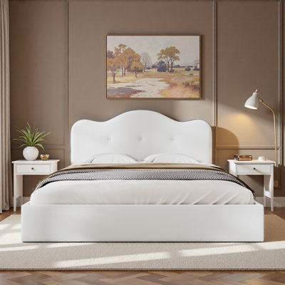 Upholstered Platform Bed With Curved Headboard