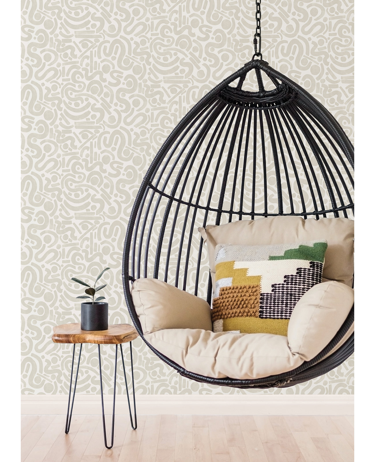 Peel & Stick Geometric Wallpaper, Taupe