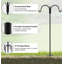 Crochets à double berger double pour l'extérieur, crochets de jardin robustes 76 po avec base à 5 branches, poteau de suspension extérieur pour paniers à plantes, 1 paquet