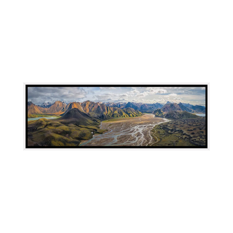Iceland: Fjallabaksleianyrari 1 Piece Floater Frame Panoramic Wall Art on Canvas