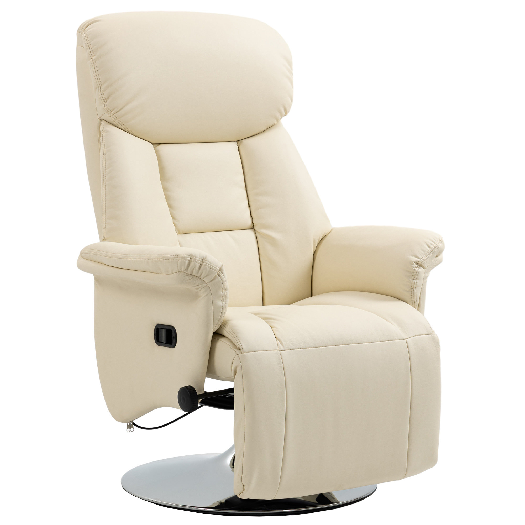 Cream leather recliner discount chair with footstool