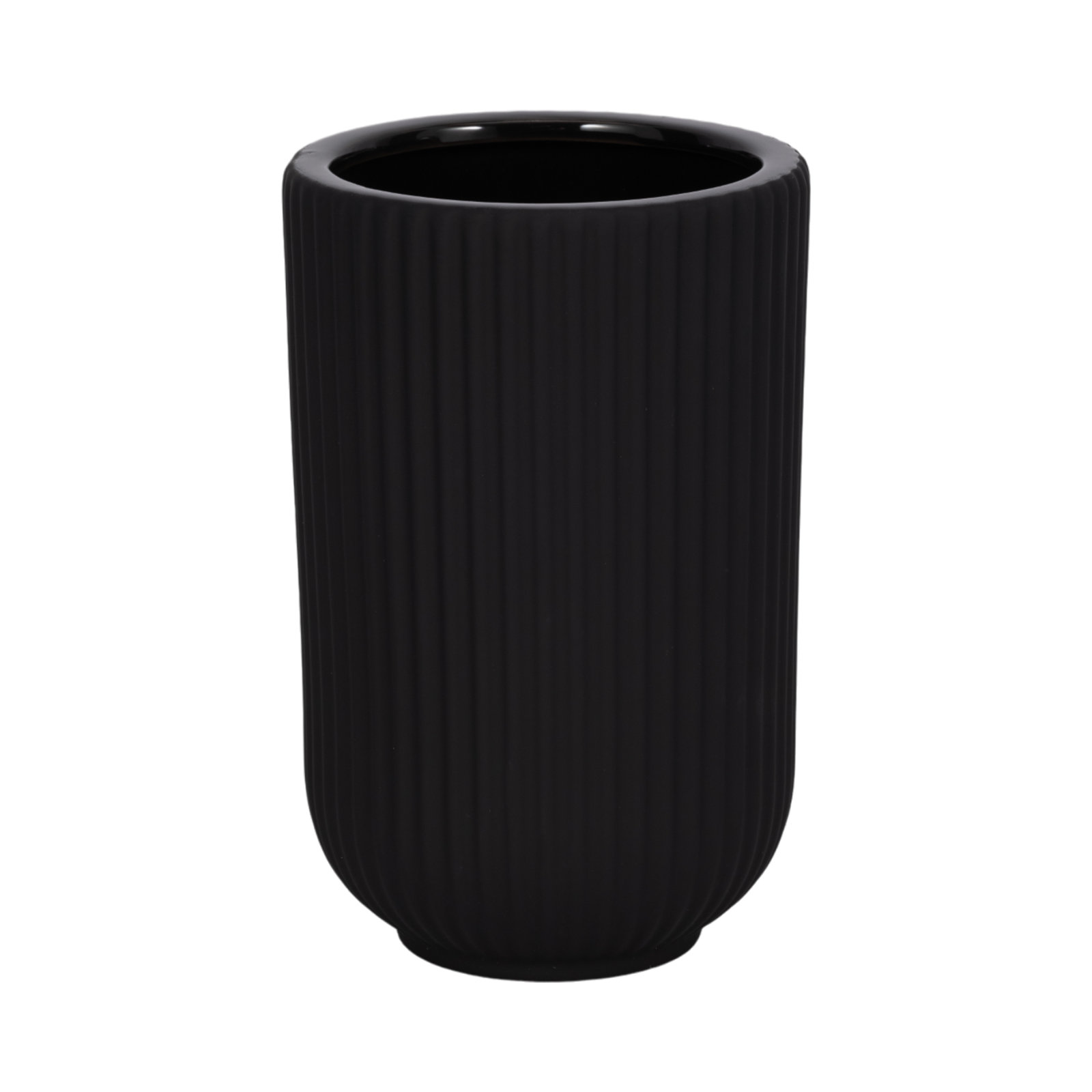 Zed Ceramic Table Vase, Black, 7" H x 5" W x 5" D