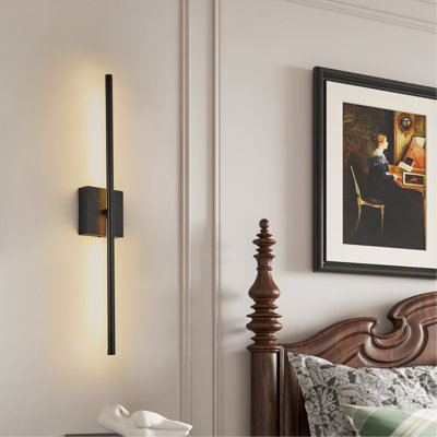 Ensemble de 28 appliques murales modernes à DEL de 28 po, luminaires muraux d'intérieur minimalistes, finition noire mate pour le salon, la chambre à coucher, le couloir, l'hôtel et la décoration intérieure