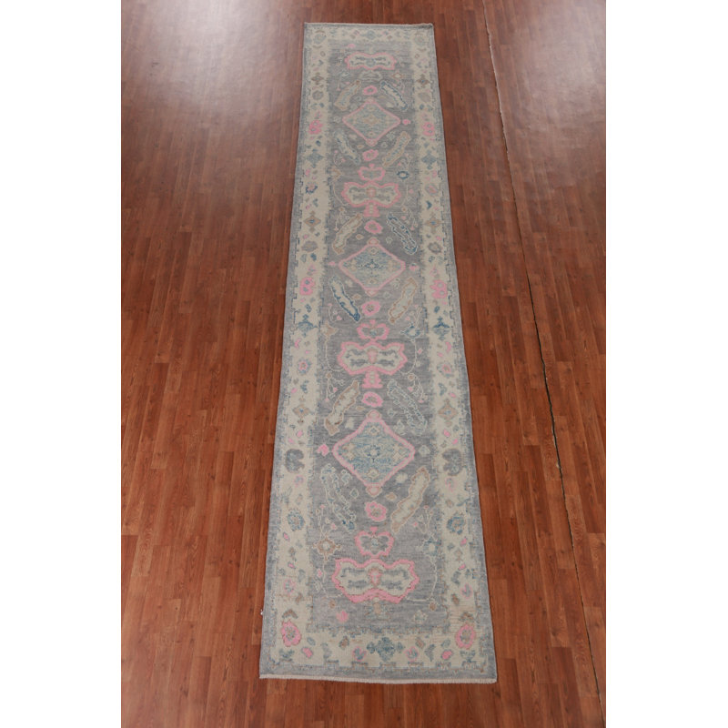 Vegetable Dye Oushak Turkish Runner Rug 3x16