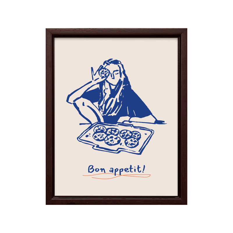 Bon Appetit No3, Canvas, 11"H x 14"W, Brown Framed