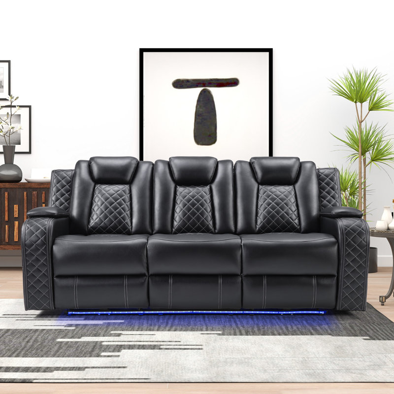 Ensemble de salon inclinable 3 pièces Davarious, Black
