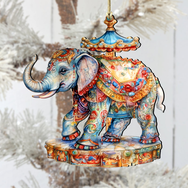 Ornement en bois «Carousel Elephant» par G. Debrekht