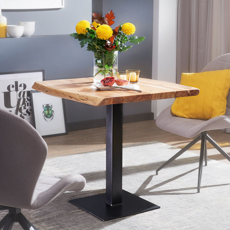 Karin Acacia Solid Wood Top Metal Base Dining Table