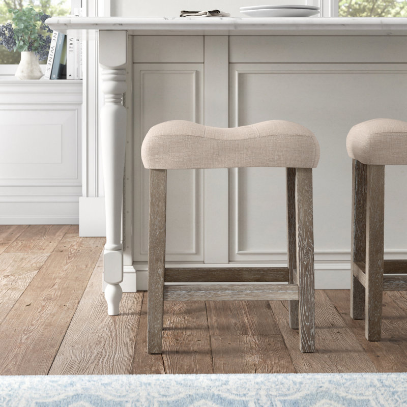 Altoona Upholstered Counter Stool with Solid Wood Frame, Taupe