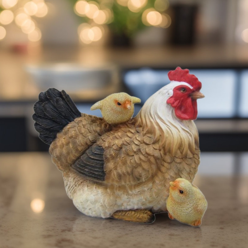 Figurine de famille de poulet de 7 po de largeur