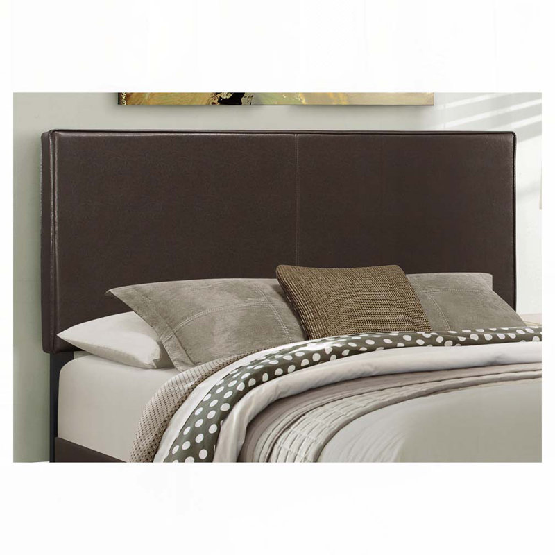 Lit plateforme tapissier en similicuir, Brun, Grand lit