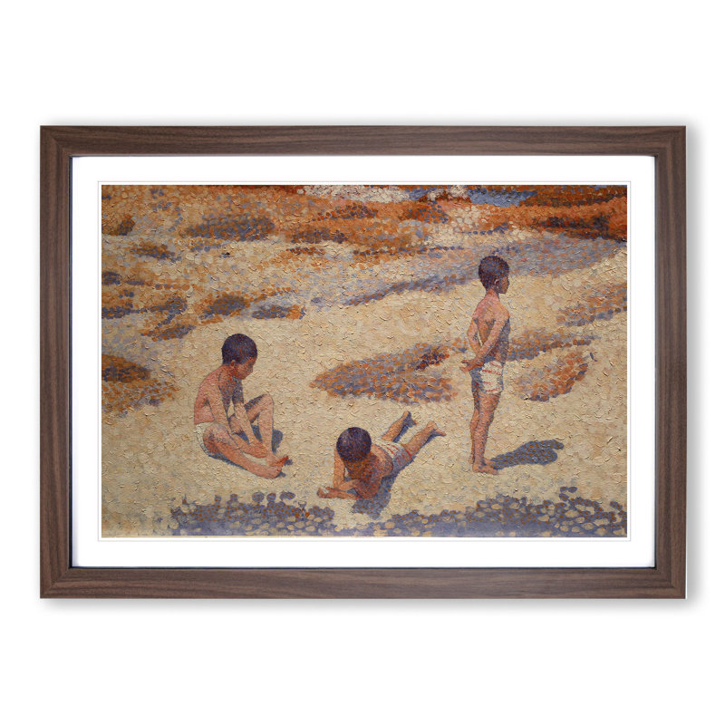 The Beach at Cabasson by Henri-Edmond Cross - Picture Frame Painting, 36cm H x 48cm W x 2cm D, Walnut Framed